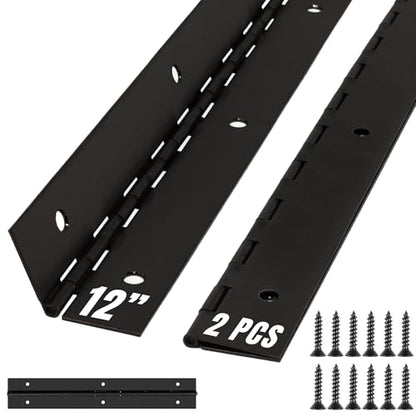 ALBO 12" x 2" Piano Hinge Stainless Steel 304, Black, 2-Pack - color: Black, size: 12 Inch