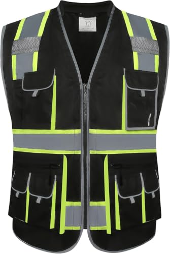 JKSafety Reflective Safety Vest for Men Cushioned Collar JK89 Black S - color: Blackt1s1, size: Small