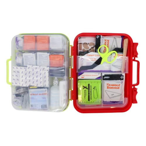 Lightning X Large 364pc OSHA ANSI Class B+ First Aid Kit, High Vis Fluorescent Hard Case, Dual-Layer Organized Emergency Medical Kit for Office, Jobsite & Home
