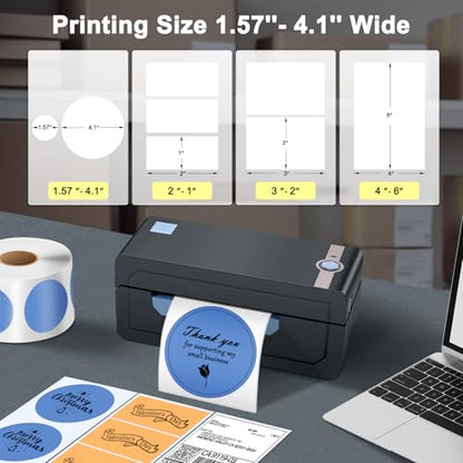 JADENS Bluetooth Thermal Shipping Label Printer, Wireless 4x6 Label Printer - color: Blue