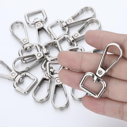 20 Pcs Metal D Ring Swivel Lobster Claw Clasp Snap Hooks Purse Hardware - color: Silver, size: 1/2 Inch