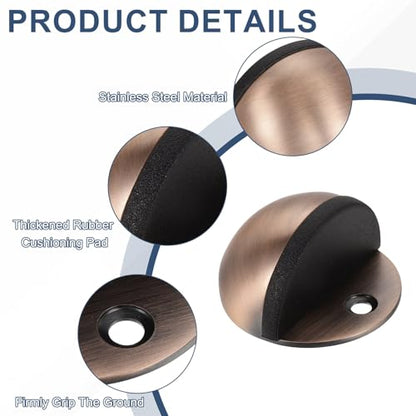 uxcell Low Dome Floor Door Stop, 45mm Dia. Stainless Steel Door Stopper - color: Red Bronze