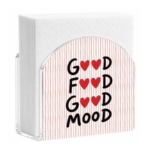 Good Food Good Mood Heart Print Acrylic Napkin Holder for Home Table Decor - color: GOOD