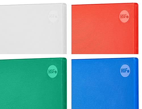 CURTA Cutting Boards for Kitchen, 20" x 14" x 0.5" 4-Piece (White, Red, Green, Blue) Color Coded Plastic Chopping Board with Anti Slip Surface Dishwasher Safe - color: 4-Color Set, size: 20 x 14 IN
