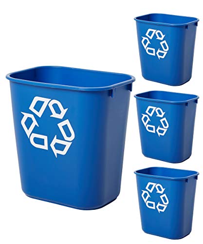 Rubbermaid Commercial Products Deskside Wastebasket Recycling Bin Small 13QT/3GAL, for Home/Office/Under Desk, Blue (FG295573BLUE), Pack of 4 - color: Blue