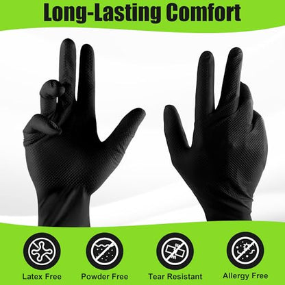 TREEGO 10 Mil Heavy Duty Black Nitrile Mechanic Gloves, 50 Count XL - color: Black 50, size: X-Large