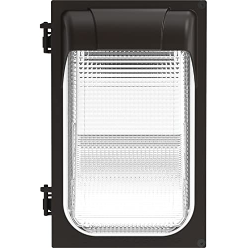 Lithonia Lighting 7.5" Mini LED Wall Pack Outdoor Light Fixture, Building Wall Light, Adjustable Lumens, 4000K Cool White, MVOLT 120-277V, IP65, Glass Lens, Bronze (TWX1 LED ALO 40K MVOLT DDBTXD) - color: Adjustable Lumens | 4000K Cool White, size: 12" H