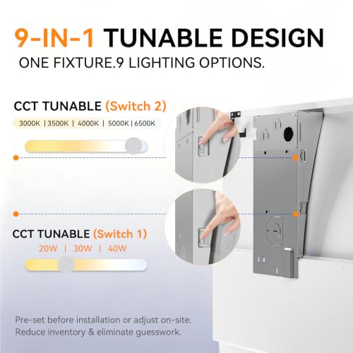 24PACK 2x2 LED Troffer Light, Led Drop Ceiling Light Fixture, Center Basket Drop Ceiling Lights, Wattage CCT Selectable 22W-40W (Up to 10800LM),3000K-6500K,0-10V Dimmable, for Office & Commercial - size: 2X2-24Pack