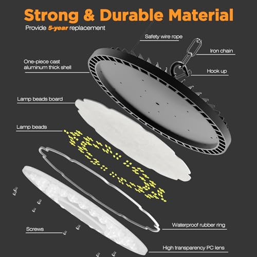 320W UFO High Bay LED Shop Lights, 4 Pack 45000LM Garage Lights - size: 320-4PACK