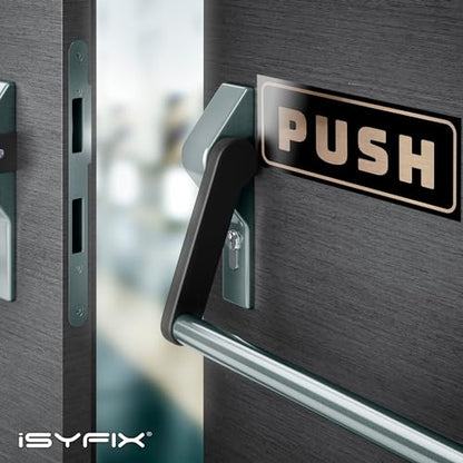 iSYFIX Push Pull Stickers Sign, 6x2.4 Inch, 2 Pack, Brushed Gold/Black - color: Brushed Gold / Black, size: Horizontal 2.4x6