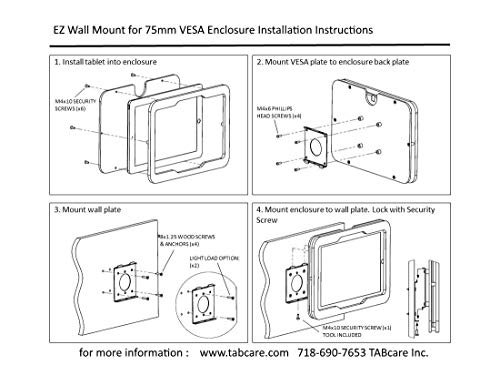 Security Anti-Theft Acrylic Case for Dell 10" 11" 12" Tablet with Free Wall Mount Kit (Black, Venue 10 5000) - color: Black, size: Venue 10 5000