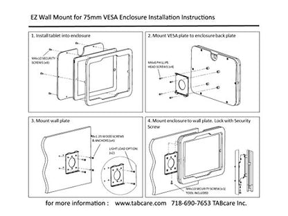 Security Anti-Theft Acrylic VESA Case for Dell 10" 11" 12" Tablet with Free Wall Mount Kit (Black, XPS 10) - color: Black, size: XPS 10