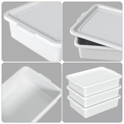 3 Pack Food Service Bus Tubs with Lids, 13 L Plastic Meat Mixing Tub