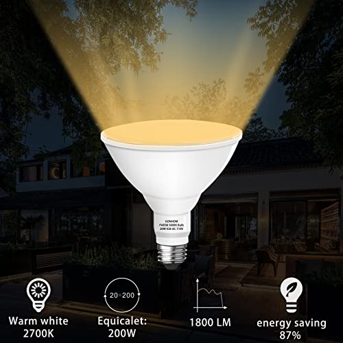 Gonhom Par38 led Flood Lights Outdoor Light Bulb,Dimmable 1800LM,20W Replace up to 200W,Outdoor Flood Light Bulbs for Backyard,Garage,Porch,Garden,2 Pack 2700K Warm Light - color: 2700k, size: 2 Pack
