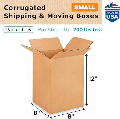 Small Moving & Shipping Boxes 8"L x 8"W x 12"H (25-Pack) - Extra Strength 200 lb vs Regular - Corrugated Durable Packing Boxes - Small Box for Moving - Corrugated Cardboard Box by IDL Packaging - size: 8 * 8 * 12" (Small Boxes)