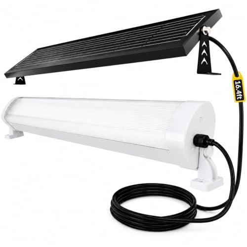MMKT Solar Shop Shed Light, Warm White Adjustable Solar LED Shop Lights with Dusk to Dawn Motion Sensor,IP65 Waterproof Lighting for Garage Barn Patio Parking - size: 1FT