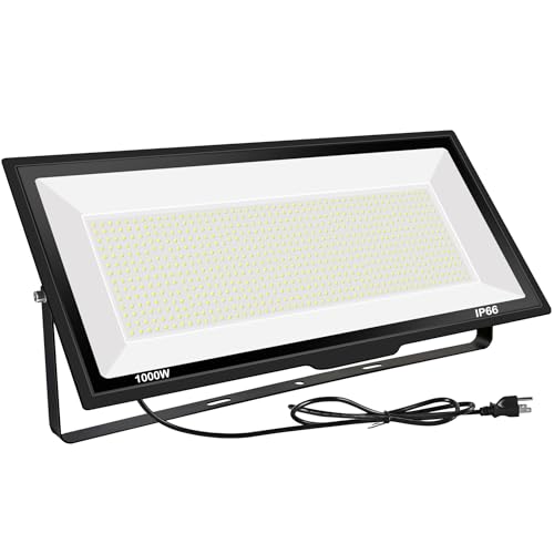 1000W LED Flood Lights,4200 watt Equivalent 98000LM Super Bright Outdoor LED Arena Lights 85-265V IP66 Waterproof 6000K Daylight Commercial Lighting for Stadium, Backyard, Parking Lots etc - size: 1000w_1pack