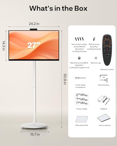 SYLVOX 27" Smart Rolling Display with Stand, Built-in 4-5H Battery - size: 27''