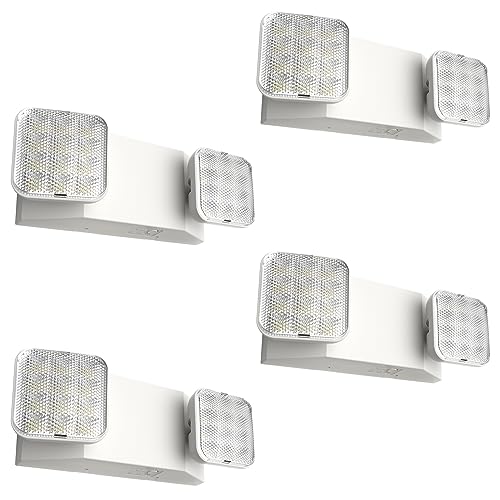 FREELICHT 4 Pack Emergency Lights for Business, Square Heads, 90min Battery - size: 4 Pack