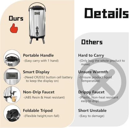 2 Pack Stainless Steel Insulated Beverage Dispenser 3.2 Gallon/12 L - size: 2 Pack