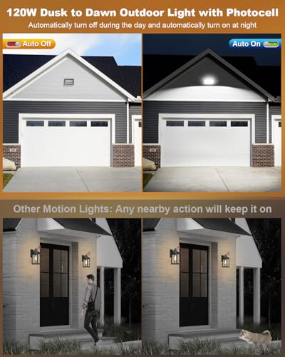 ledmo 120W LED Wall Pack Light - Size Update 6 Pack Dusk to Dawn Outdoor Lighting with Photocell Commercial Industrial Lights for Bay,Shop,Garage,Barn,Warehouse,Building,Yard 5000K - size: 6 Pack With Photocell