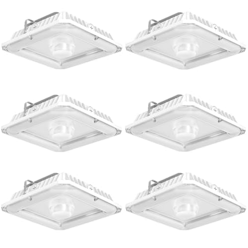 6 Pack LED Canopy Light with Dusk to Dawn Photocell 60W/48W/36W Power Adjustable 4500K/5000K/5700K CCT Tunable 100-277V 8100LM ETL Listed, Gas Station Lights for Carport Hallway - size: 6 Pack 60W
