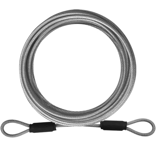 1/8" Stainless Steel Security Cable Luggage Lock, Double Loop,1Pack - color: Black, size: 10ft (1Pack)