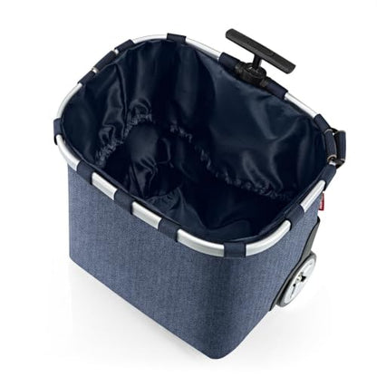reisenthel carrycruiser Herringbone Dark Blue - Portable Shopping Trolley with Sturdy Aluminum Frame, Shoulder Strap and Removable mesh Inner Bag -Water-Repellent - color: Herringbone Dark Blue