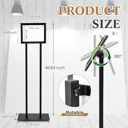 8.11x10.61'' Floor Standing Sign Holder, Menu Display Stand Metal