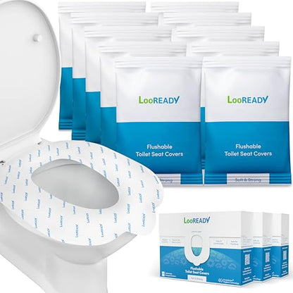 Toilet Seat Covers Disposable Flushable - Regular Size (16x19”) - Travel Size Individually Wrapped, Soft & Strong, Pocket Size for Public Restrooms at the Office, for Commuters or Holiday (30 Pack)