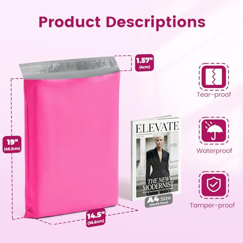 Metronic Poly Mailers 14.5x19 400 Pack, Large Bulk Self Seal Shipping Bags - color: Pink, size: 14.5x19 400PC