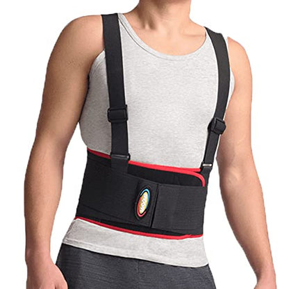 MAXAR Deluxe Industrial Back Brace for Lower Back Pain Women & Men - Back Support Belt for Immediate Relief from Sciatica, Herniated Disc, Scoliosis - Lumbar Support with Removable Suspenders/Straps - size: X-Large (Naval 40”-45”)