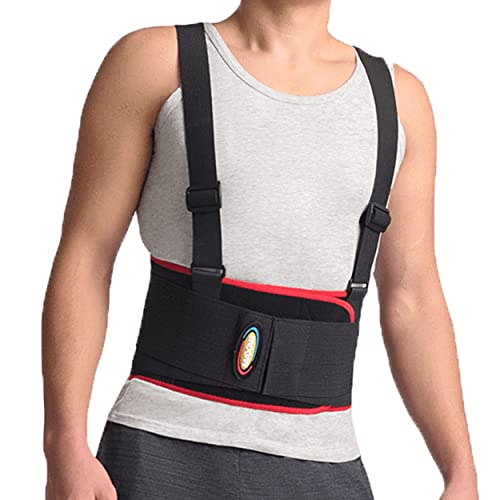 MAXAR Deluxe Industrial Back Brace for Lower Back Pain Women & Men - Back Support Belt for Immediate Relief from Sciatica, Herniated Disc, Scoliosis - Lumbar Support with Removable Suspenders/Straps - size: X-Large (Naval 40”-45”)