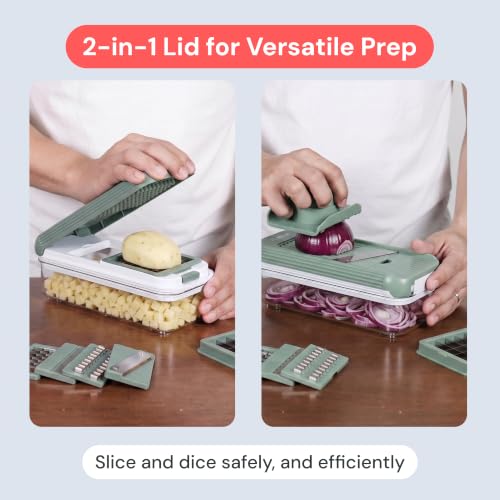 Fullstar Essential Vegetable Chopper & Mandoline Slicer 8-in-1 Kitchen Tool - color: Green