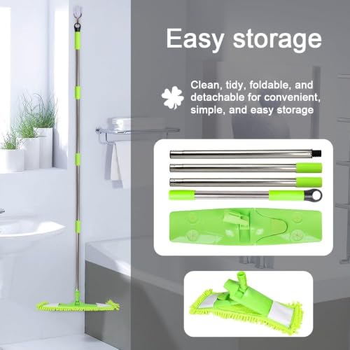 Dust Mop for Hardwood Floors,Wet Dry Flat Mop，2 Pads,Long Handle,Green - color: Green