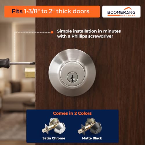 Boomerang DB7431 Heavy-Duty Designer Commercial Deadbolt Lock, 6-Pin - color: Satin Chrome (US26D), style: 6 Pin Cylinder