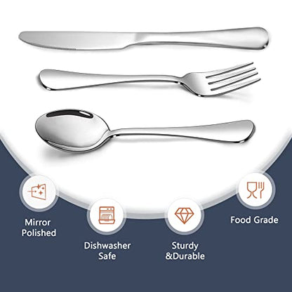 24-Piece Silverware Set, Flatware Set for 8, Food-Grade Stainless Steel Tableware Cutlery Set, Mirror Finished Utensil Sets for Home Restaurant - size: 7.3-9.1inches silverware set 24 PCS