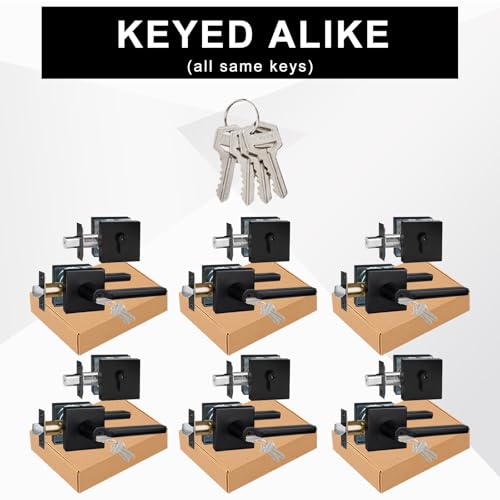 6 Sets Front Exterior Door Lock Set with Entry Lever, Keyed Alike - size: 6 Pack, style: Deadbolt+Entry Lever