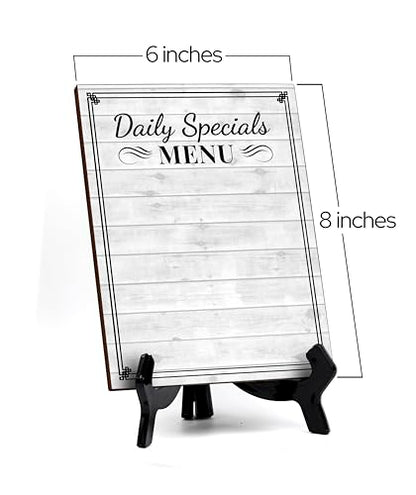 Daily Specials Menu 6x8 Dry Wipe Table Sign Easy Installation | Restaurant & Bar | Perfect To Clearly Direct Customers & Advertise Specials | No Pen Included - style: Daily Sepcials