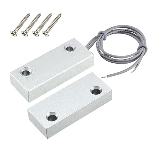 Gebildet Home Security Wired Rolling Door Contact 0~100V/0.5Amp Magnetic Reed Switch MC-51 Alarm Sensor Magnetic Switch with 2 Wires for N.C. Applications - color: Silver-E982