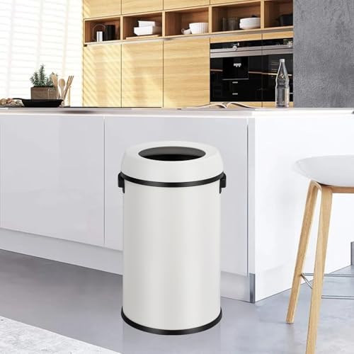 Jojoka 17 Gallon/65L Round Open Top Trash Can, Stainless Steel Garbage Bin, - color: White Open Top