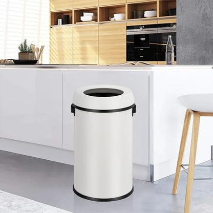 Jojoka 17 Gallon/65L Round Open Top Trash Can, Stainless Steel Garbage Bin, - color: White Open Top