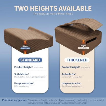 Under Desk Footrest with Rocking Base & Warming Cover, Brown Check - color: Brown Checkered Pattern, size: 12.6" L x 15" W x 7.3"