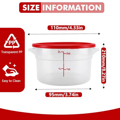 Round Food Storage Containers with Lids, 4 Sets,PA-Free Plastic Canisters for Kitchen Pantry, Stackable Organization Bulk Dry Food Containers (Red, 2QT-4pack) - size: 2QT-4pack
