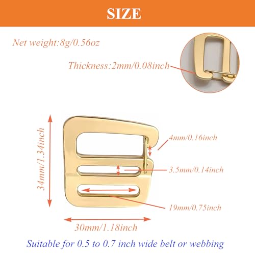 Zinc Alloy G Hook Wave Buckles with Adjustable Spring Door, Tactical Carabiner Backpack Strap Clip Buckle Adjustable Webbing G Shaped Belt Bag Buckle Clips Replacement for 0.7" Belt - color: Gold