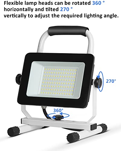 UFOND 6000 Lumen LED Work Light with Stand, 60W Waterproof Flood Light