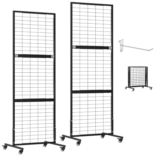 Foldable Gridwall Panel Display Rack w/Braked Wheels (Set 2) - color: Style 1
