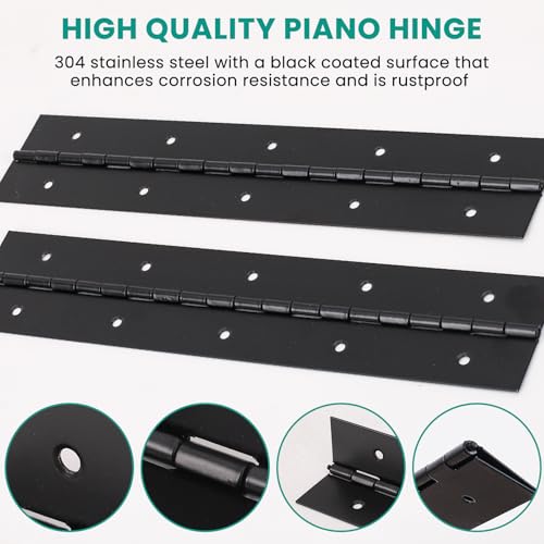 2Pcs 10inch Black Heavy Duty Continuous&Piano Hinges - size: 10"-2PACK