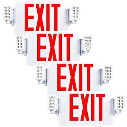 Sunco 4 Pack Red Exit Signs with LED Emergency Lights & Backup Battery - color: Red, size: 4 Pack