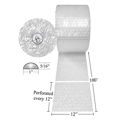 UBOXES Medium 5/16-Inch Bubble Cushioning Wrap Roll, 100-Foot by 12-Inch, Bubble Packing Wrap For Moving, Packing & Storage